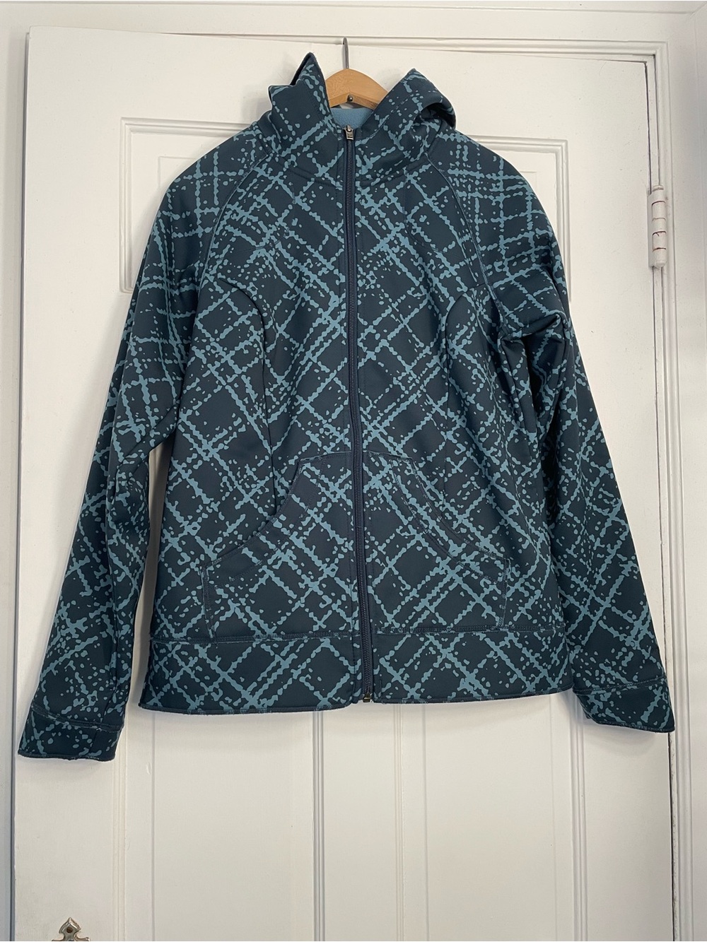Women’s Teal Patterned Hooded Utility Jacket